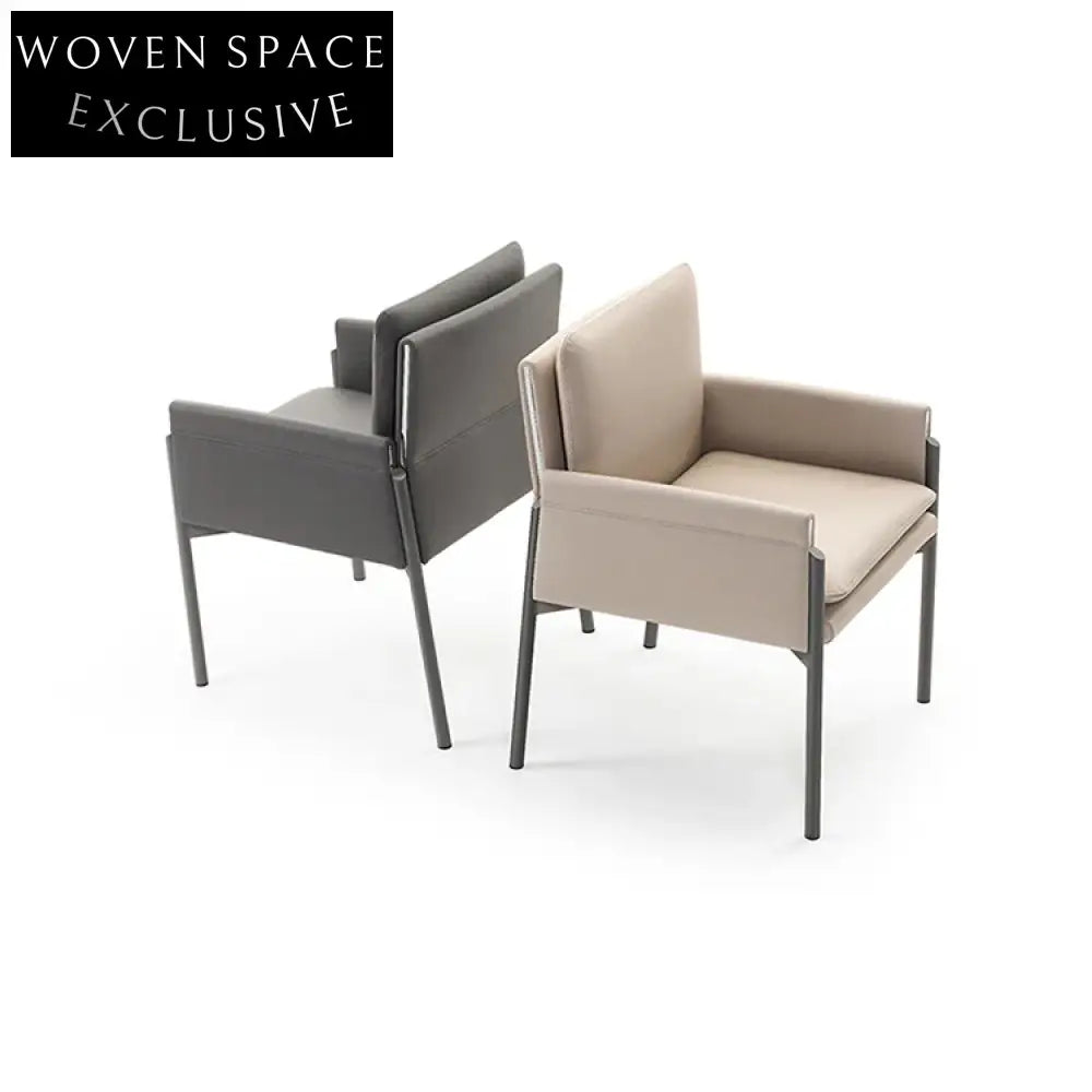 Modern Nordic Minimalist Dining Chair with Leather Cushion and Steel Frame