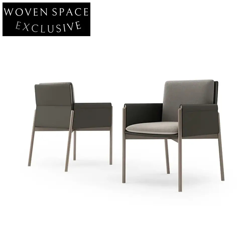 Modern Nordic Minimalist Dining Chair with Leather Cushion and Steel Frame