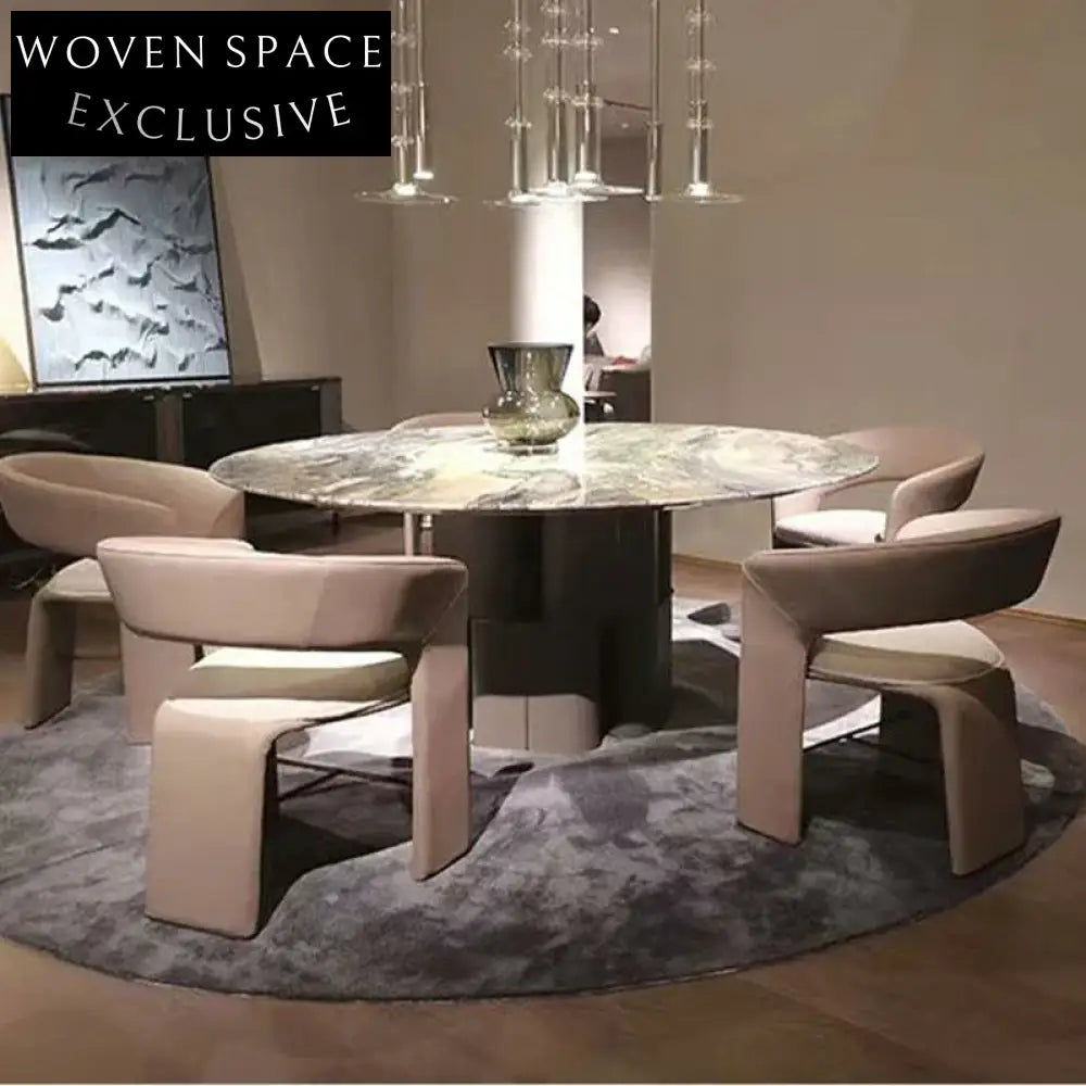 Modern Nordic Minimalist Leather Dining Chair Curved Back Design Metal Legs