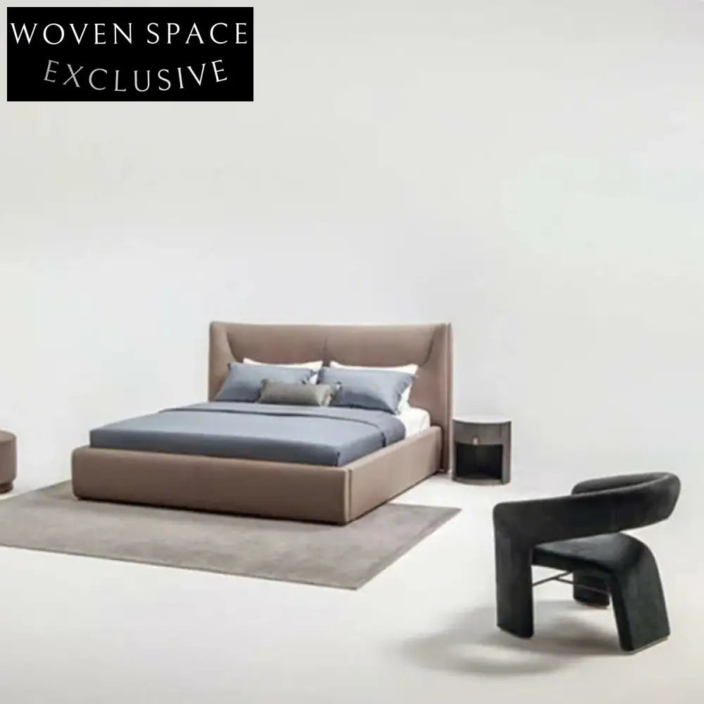 Modern Nordic Minimalist Leather Dining Chair Curved Back Design Metal Legs