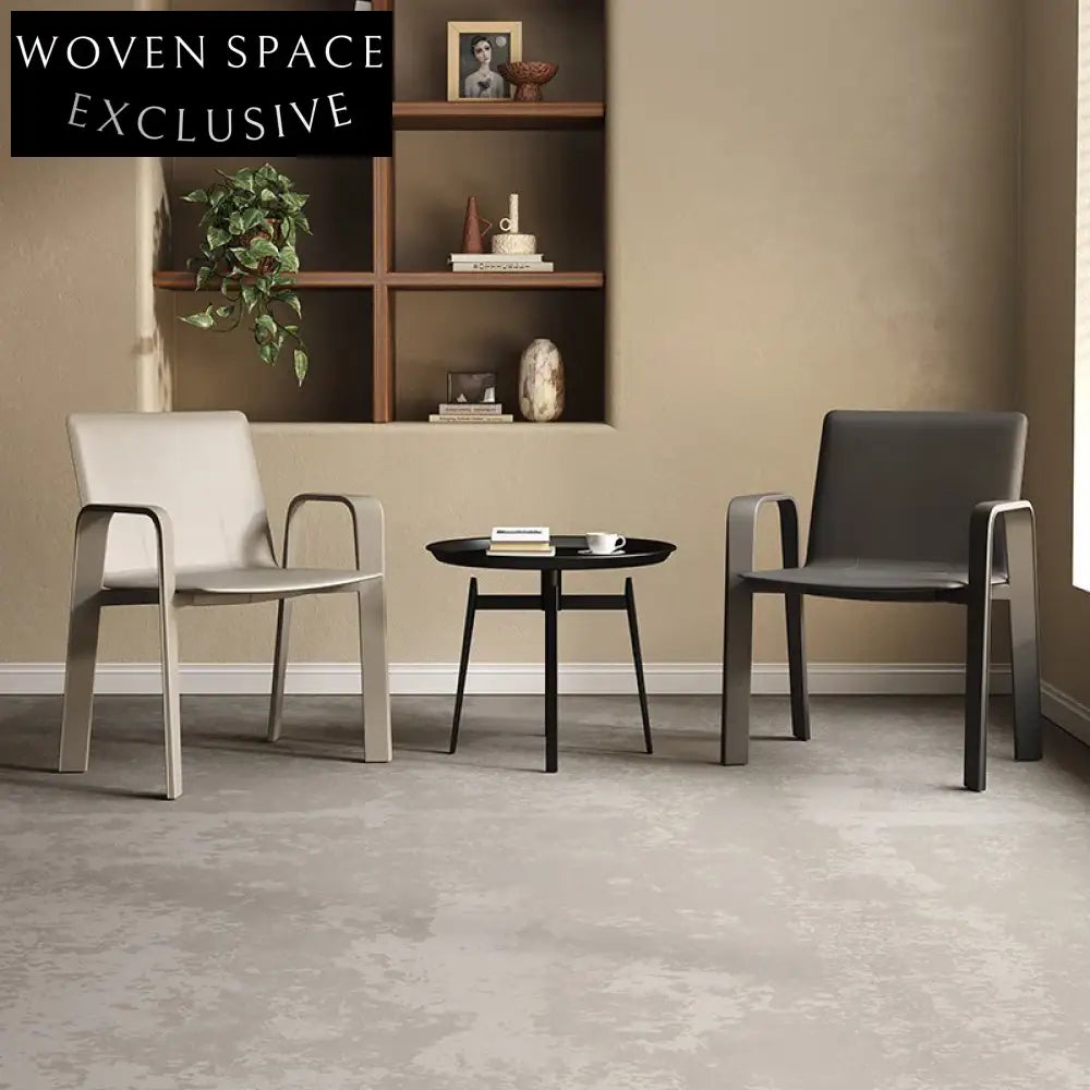 Modern Nordic Minimalist Metal Frame Saddle Leather Armrest Dining Chair