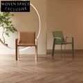 Modern Nordic Minimalist Metal Frame Saddle Leather Armrest Dining Chair