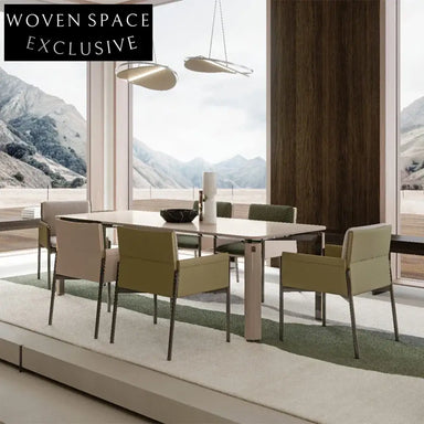 Modern Nordic Minimalist Rectangular Metal Dining Table for 8-Seater Gatherings