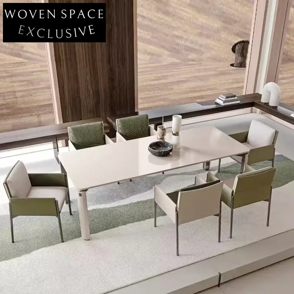 Modern Nordic Minimalist Rectangular Metal Dining Table for 8-Seater Gatherings