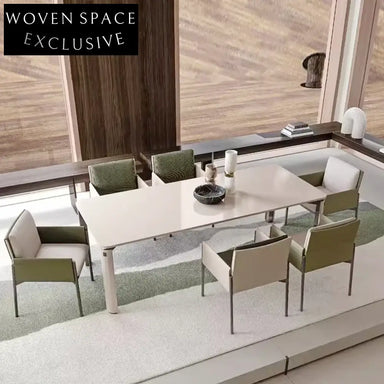 Modern Nordic Minimalist Rectangular Metal Dining Table for 8-Seater Gatherings