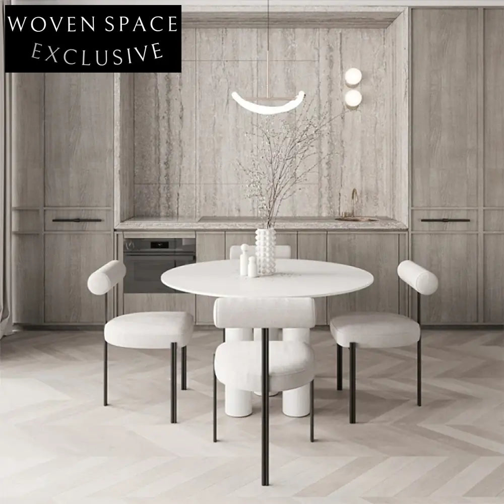 Modern Nordic Minimalist Upholstered Fabric Dining Chair with Metal Base