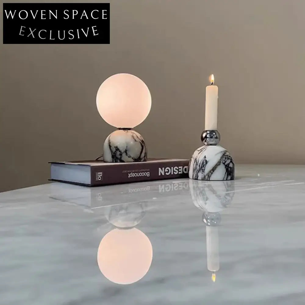 Modern Nordic Natural Marble Ball Bedside Lamp for Bedroom Nightstands