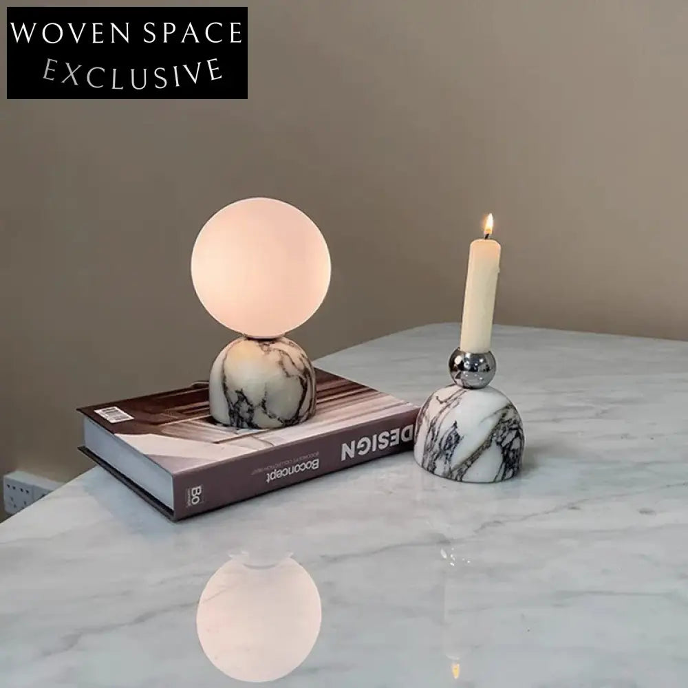 Modern Nordic Natural Marble Ball Bedside Lamp for Bedroom Nightstands