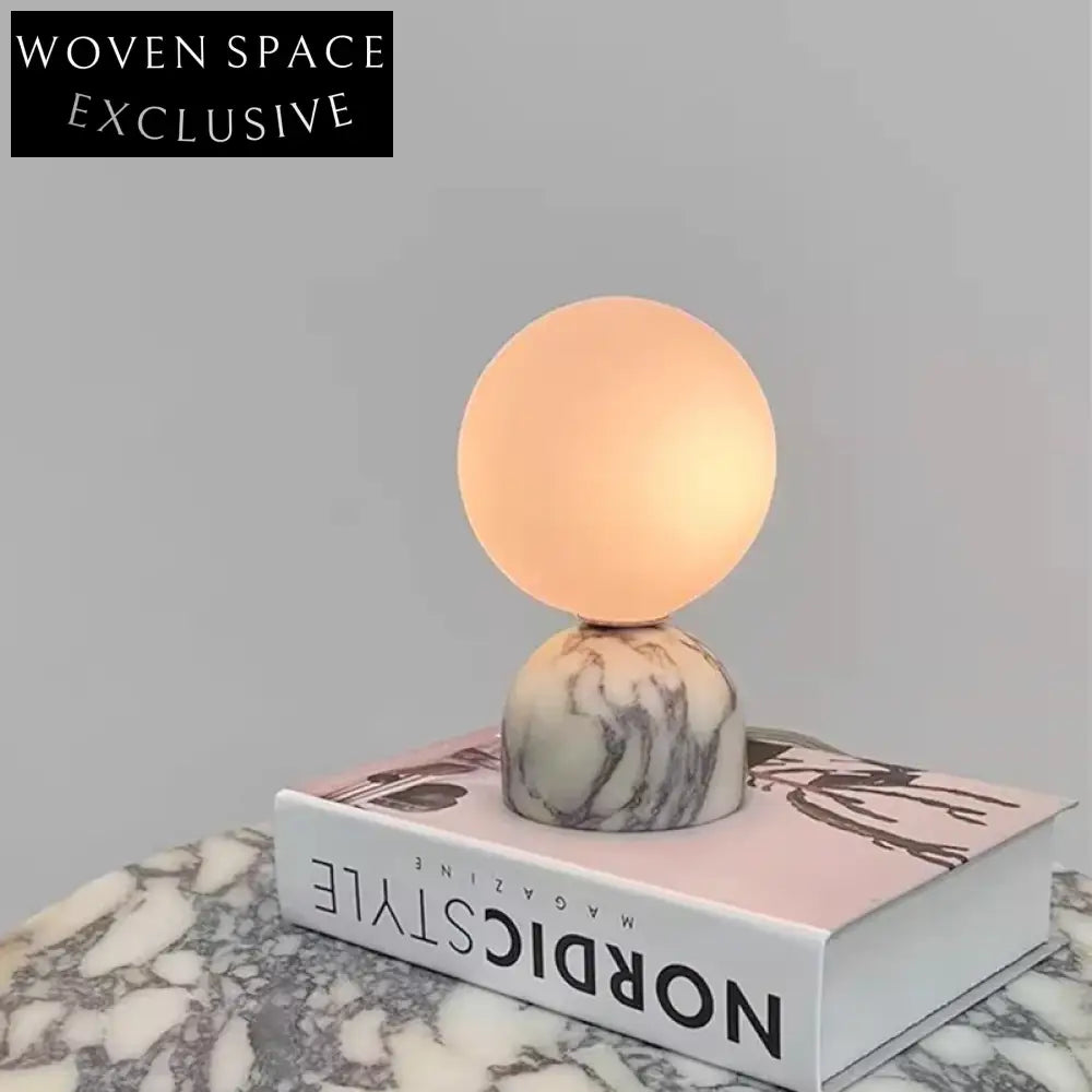 Modern Nordic Natural Marble Ball Bedside Lamp for Bedroom Nightstands