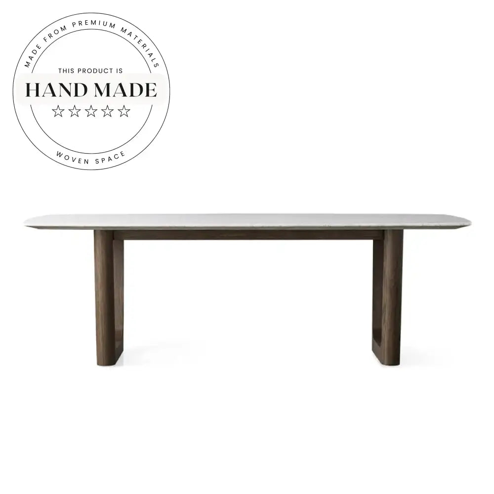 Modern Nordic Natural Marble Top Solid Oak Luxury Dining Table