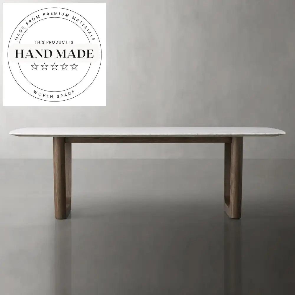 Modern Nordic Natural Marble Top Solid Oak Luxury Dining Table