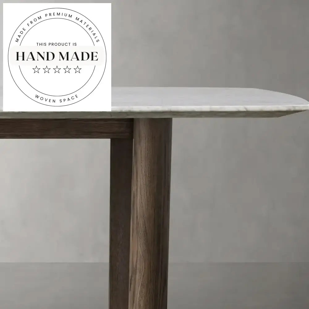 Modern Nordic Natural Marble Top Solid Oak Luxury Dining Table