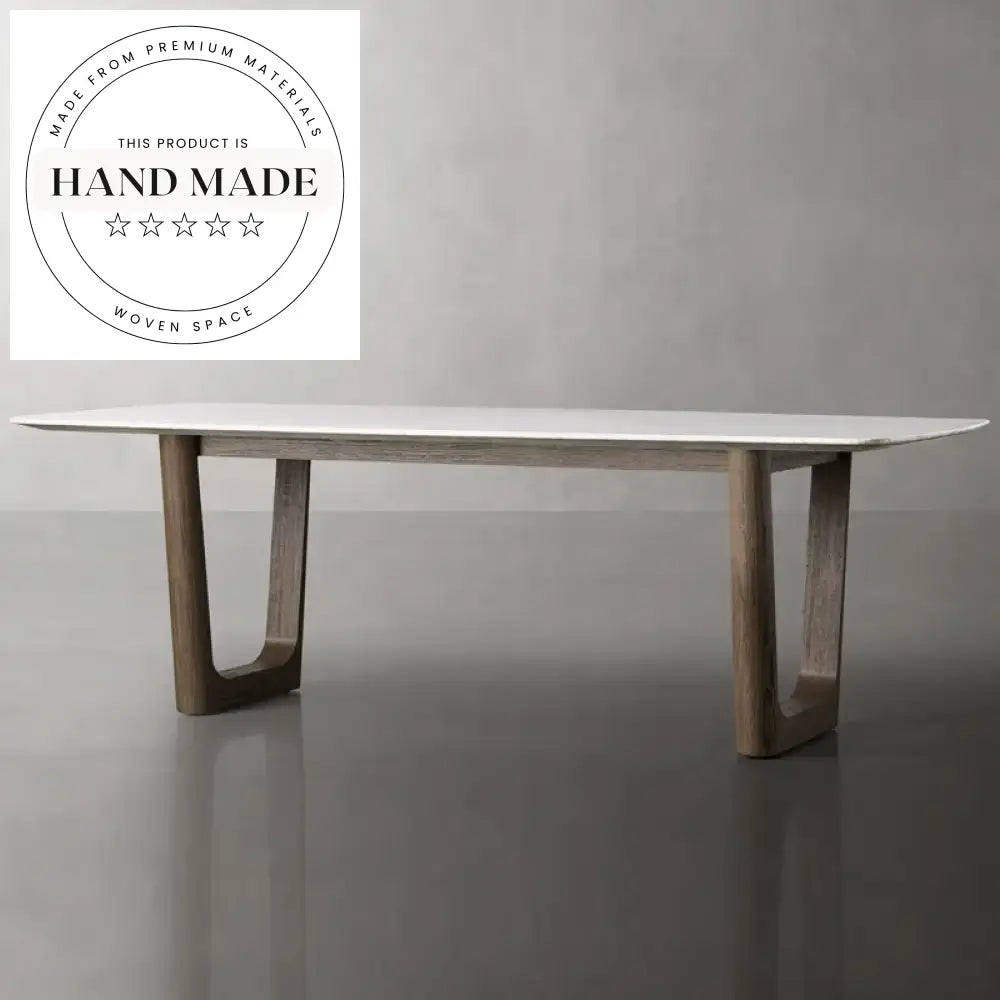 Modern Nordic Natural Marble Top Solid Oak Luxury Dining Table