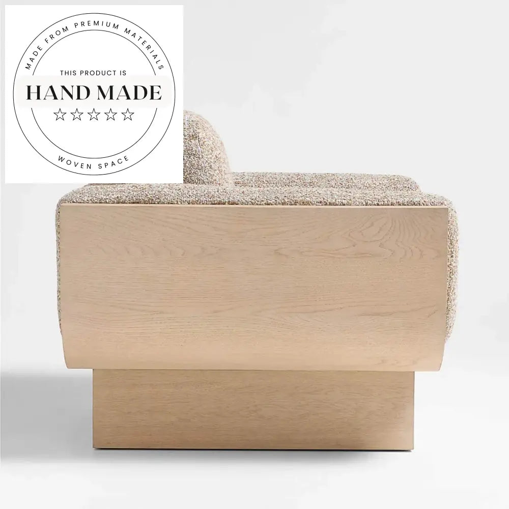 Modern Nordic Natural Oak Accent Lounge Chair for Living Room