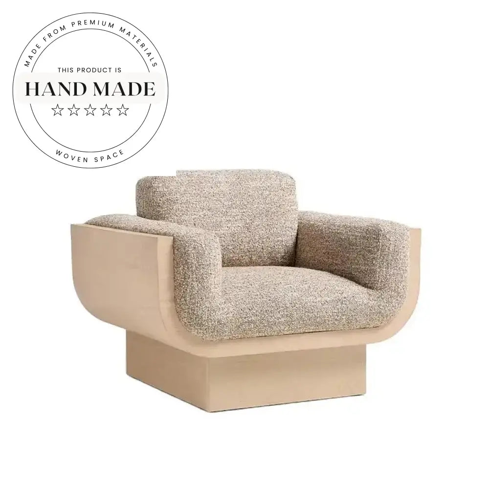 Modern Nordic Natural Oak Accent Lounge Chair for Living Room