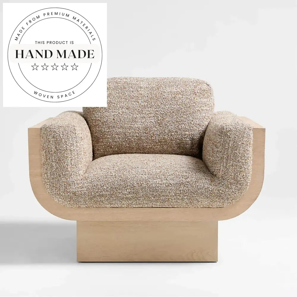 Modern Nordic Natural Oak Accent Lounge Chair for Living Room