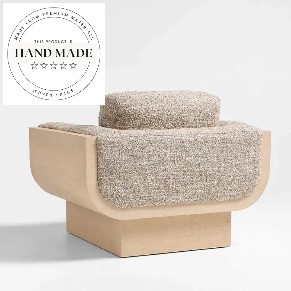 Modern Nordic Natural Oak Accent Lounge Chair for Living Room