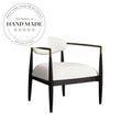 Modern Nordic Natural Oak Fabric Accent Lounge Chair for Living Room