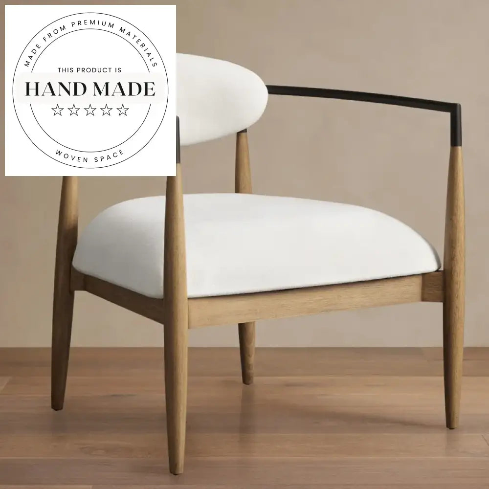 Modern Nordic Natural Oak Fabric Accent Lounge Chair for Living Room