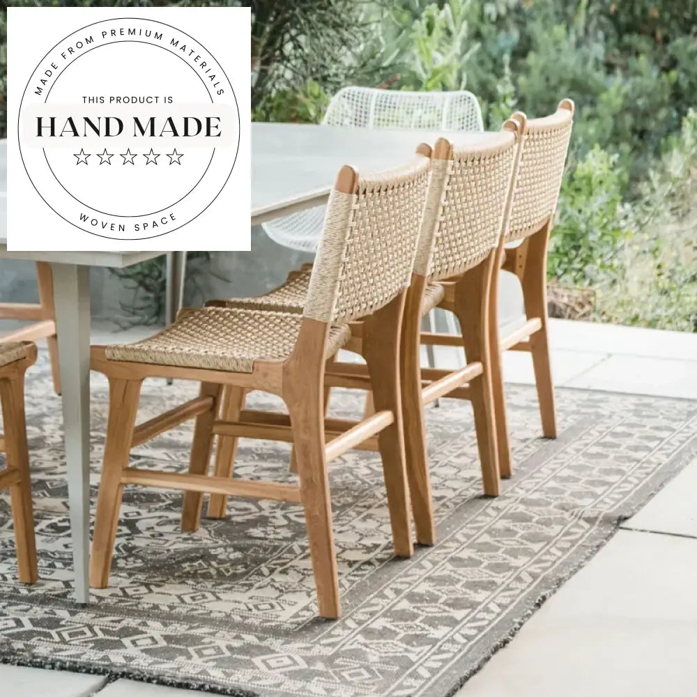 Modern Nordic Natural Wood Rope Outdoor Garden Patio Dining Chair
