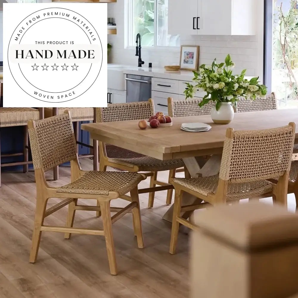 Modern Nordic Natural Wood Rope Outdoor Garden Patio Dining Chair