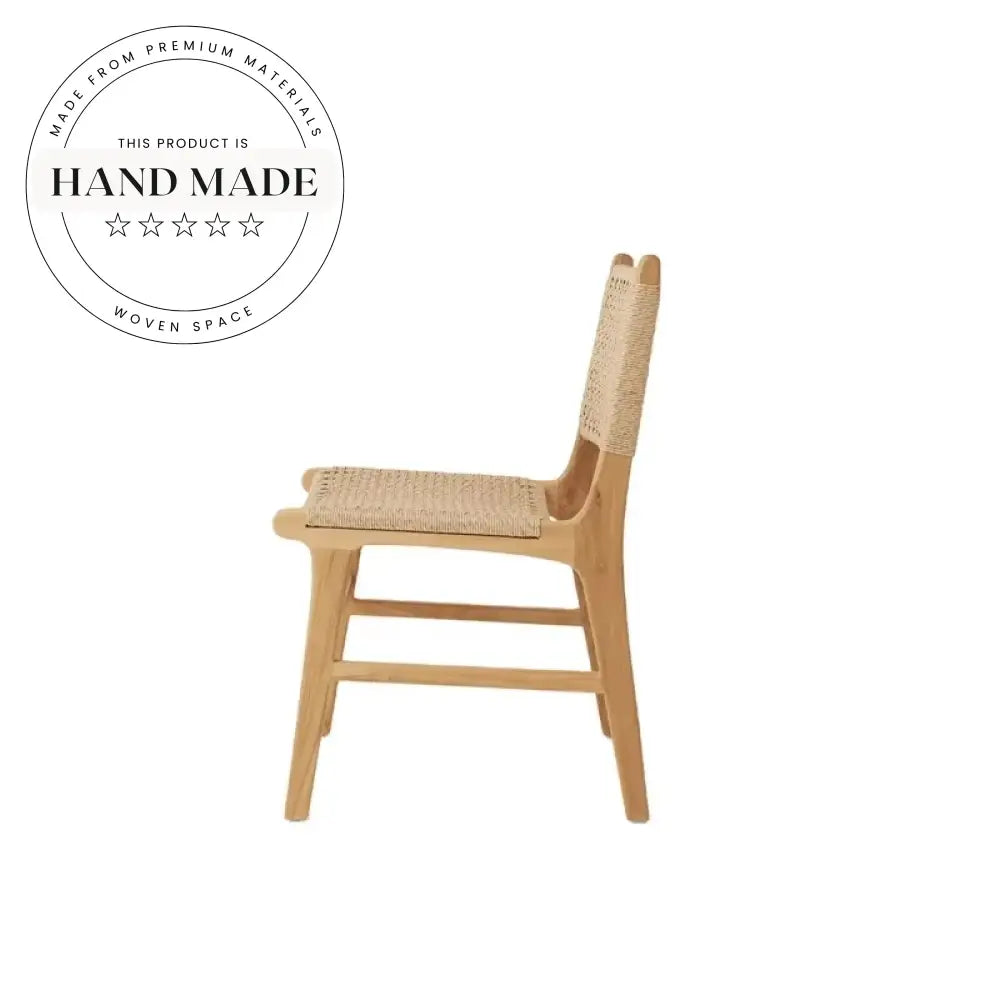 Modern Nordic Natural Wood Rope Outdoor Garden Patio Dining Chair