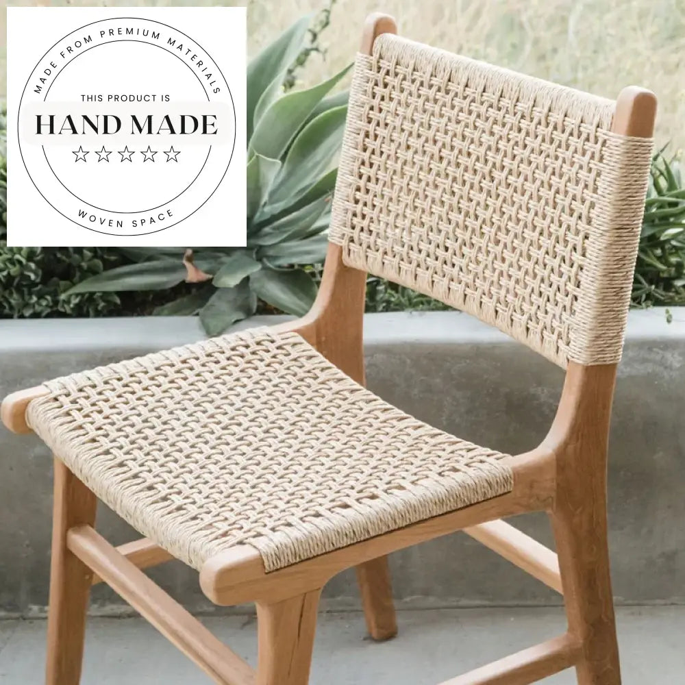 Modern Nordic Natural Wood Rope Outdoor Garden Patio Dining Chair