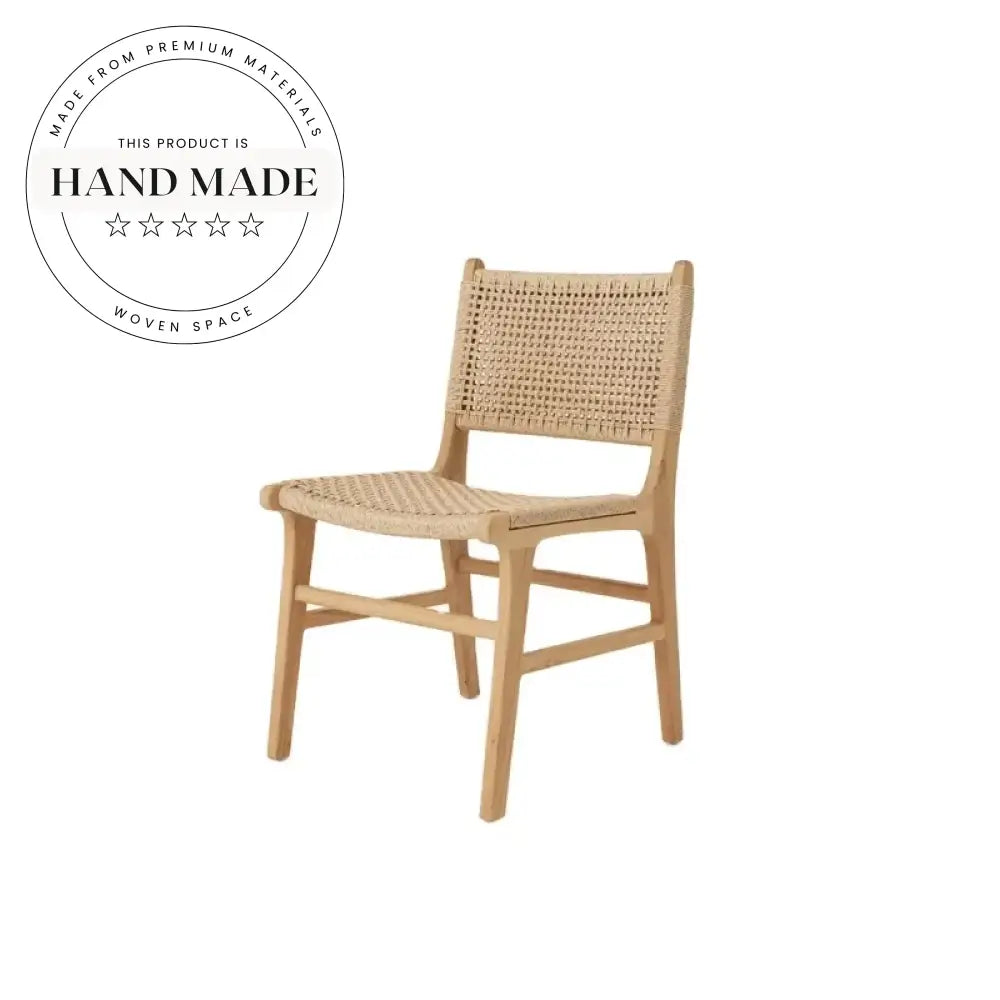 Modern Nordic Natural Wood Rope Outdoor Garden Patio Dining Chair