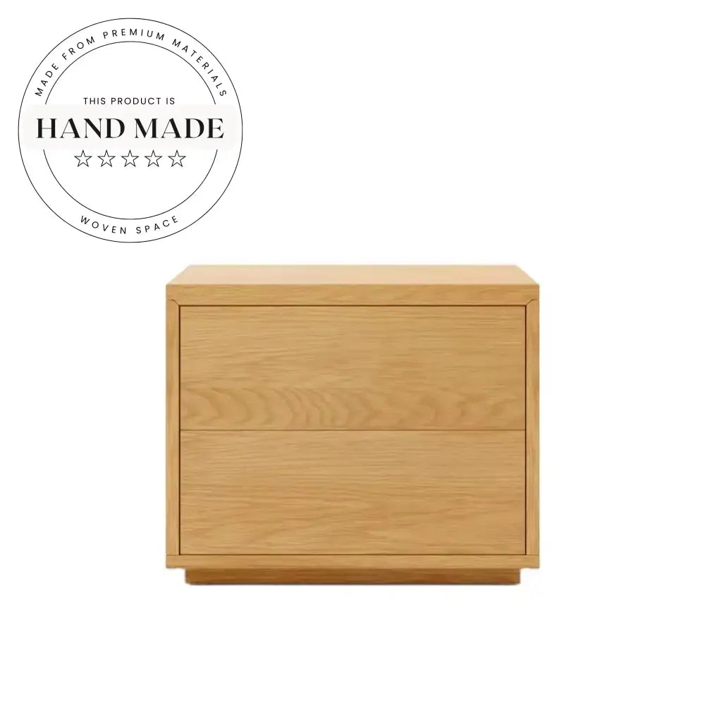 Modern Nordic Oak Veneer Two Drawer Solid Wood Bedside Table
