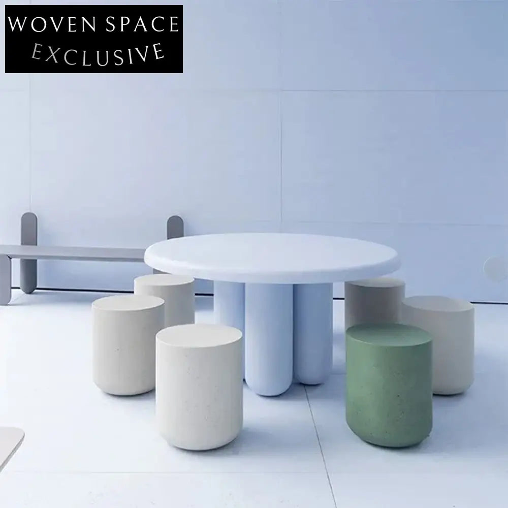 Modern Nordic Outdoor Patio Dining Set - Fiberglass Table and Chairs