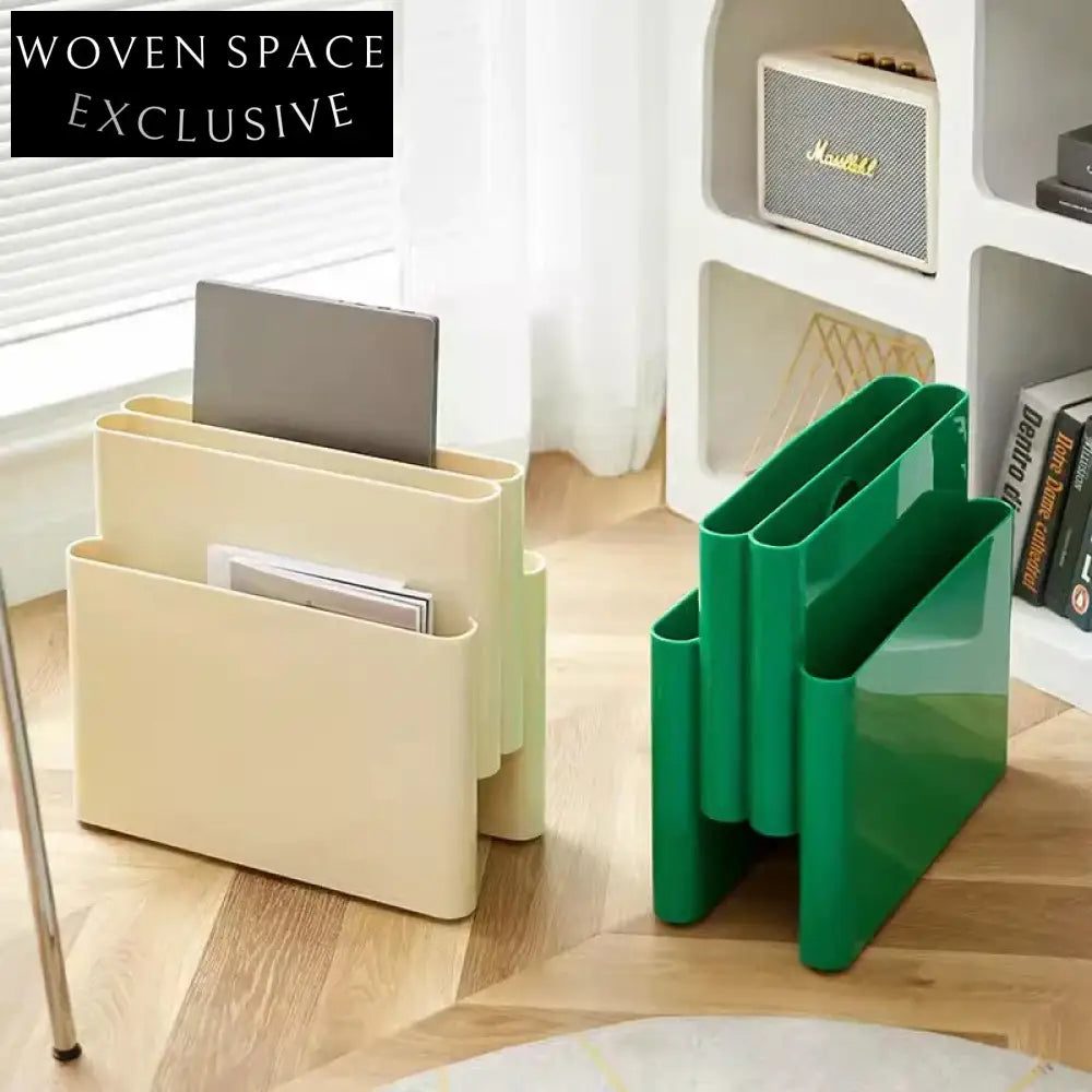 Modern Nordic Plastic Floor Bookshelf with Handle for Home Storage Bookshelf