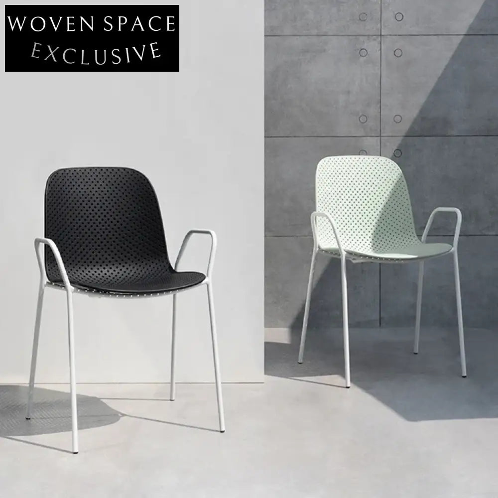 Modern Nordic Plastic PP Dining Chair with Metal Frame and Hole Design