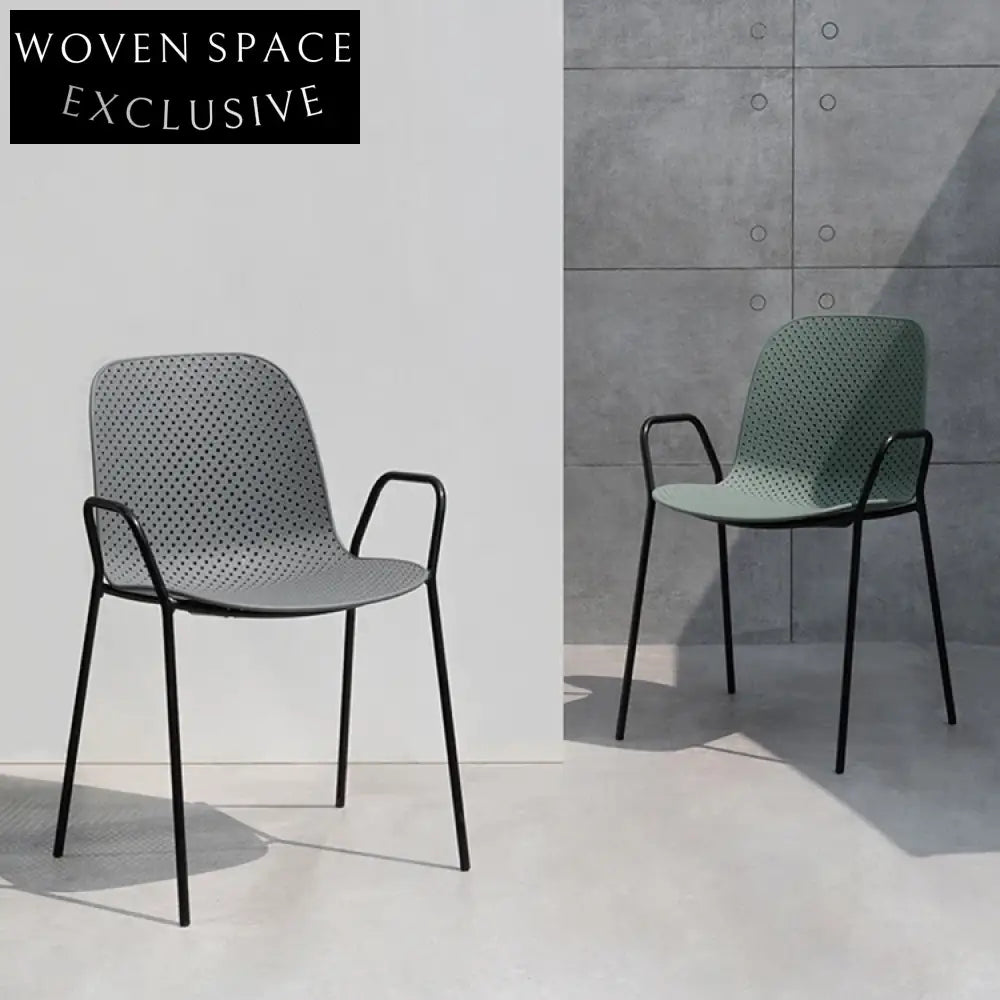 Modern Nordic Plastic PP Dining Chair with Metal Frame and Hole Design