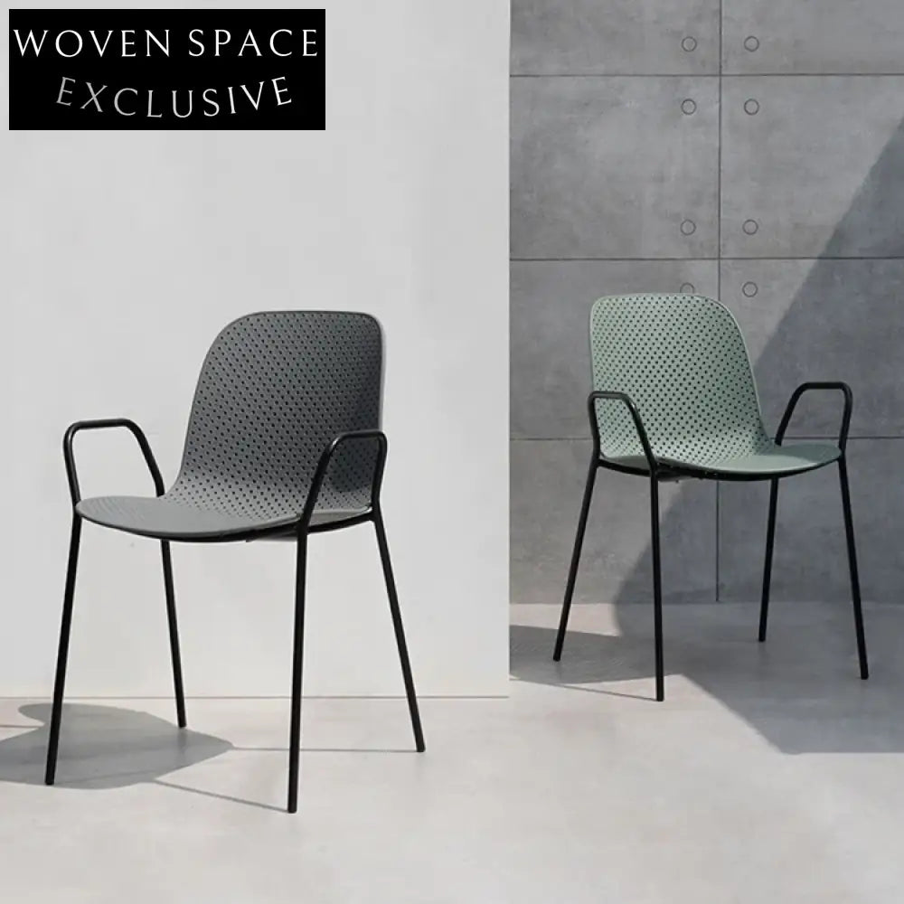 Modern Nordic Plastic PP Dining Chair with Metal Frame and Hole Design