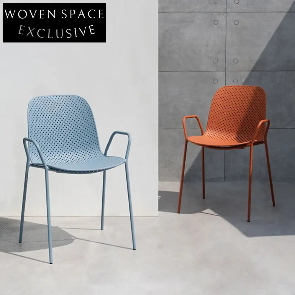 Modern Nordic Plastic PP Dining Chair with Metal Frame and Hole Design