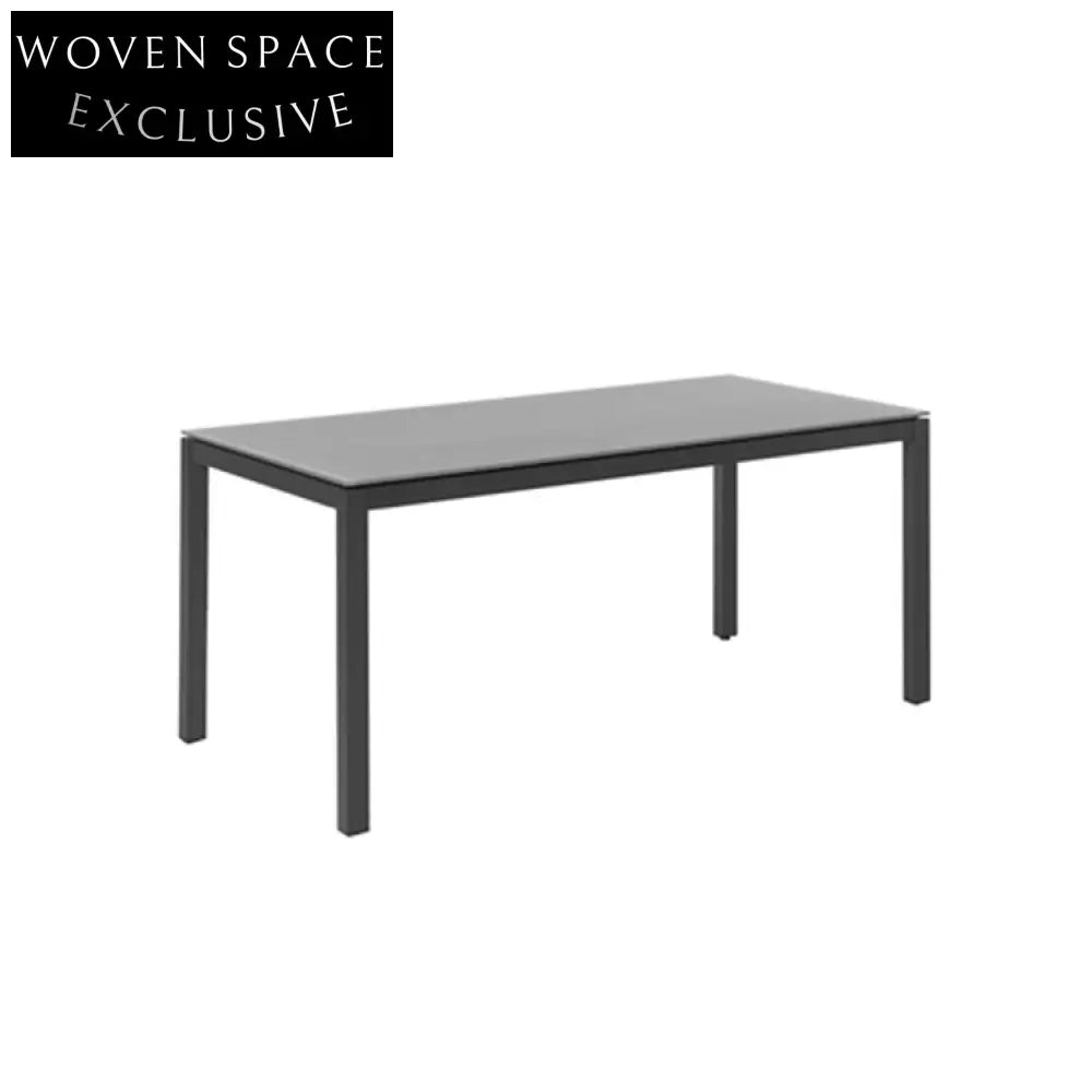 Modern Nordic Rattan Outdoor Dining Set with Metal Table for 6