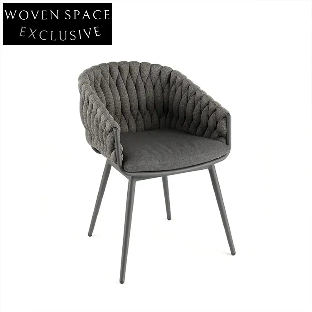 Modern Nordic Rattan Outdoor Dining Set with Metal Table for 6