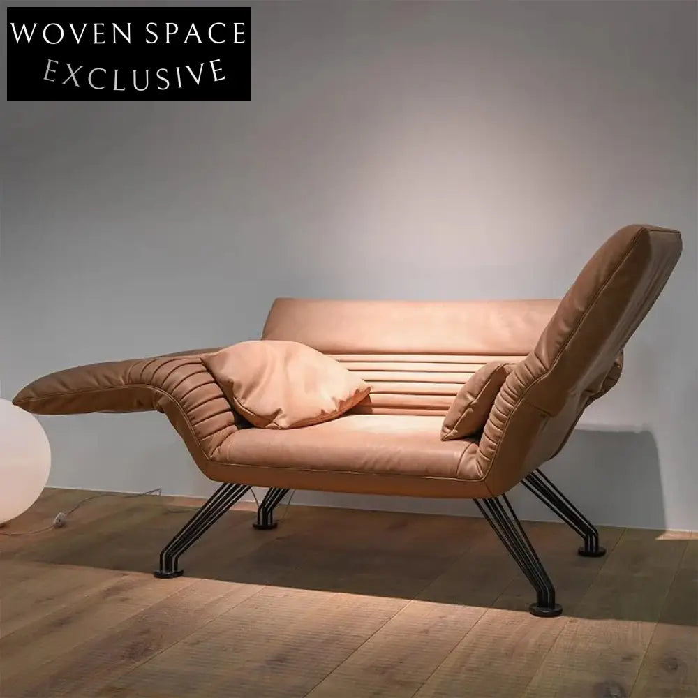 Modern Nordic Reclining Chair with Adjustable Armrest, Metal Frame Sofa