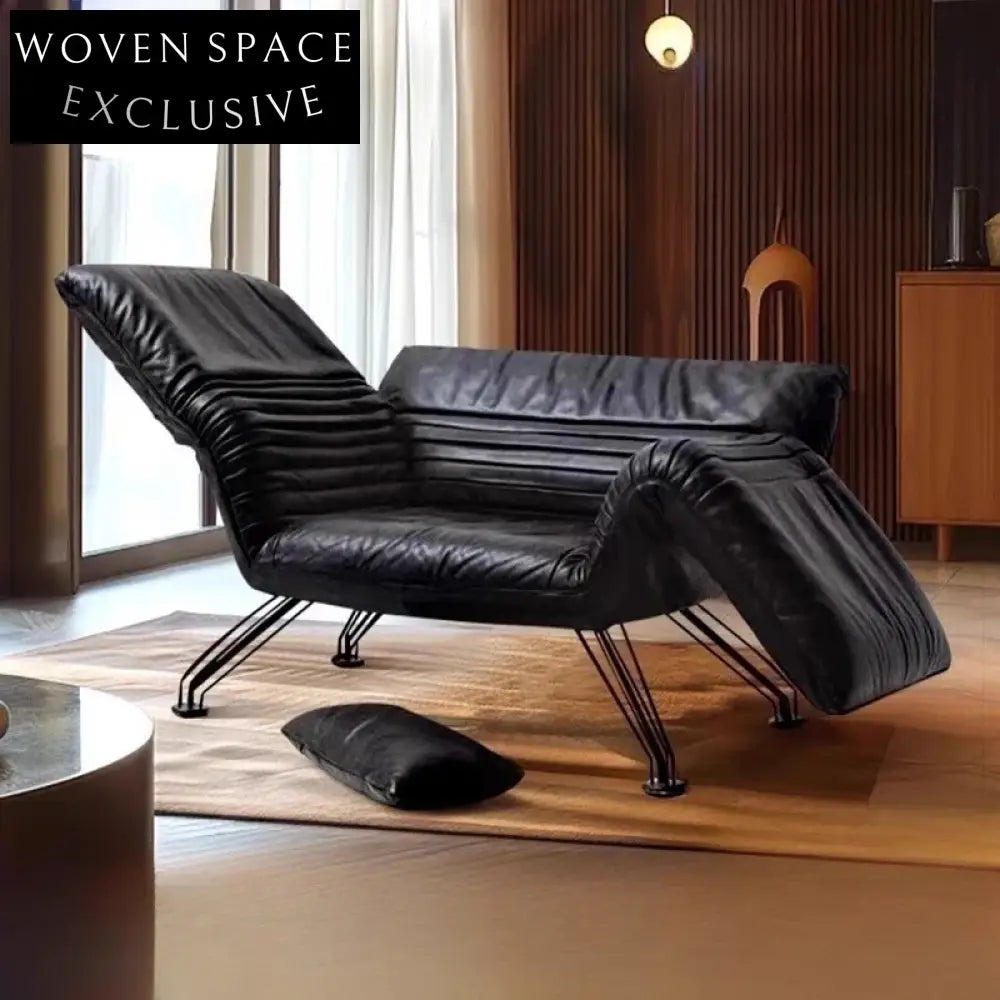 Modern Nordic Reclining Chair with Adjustable Armrest, Metal Frame Sofa