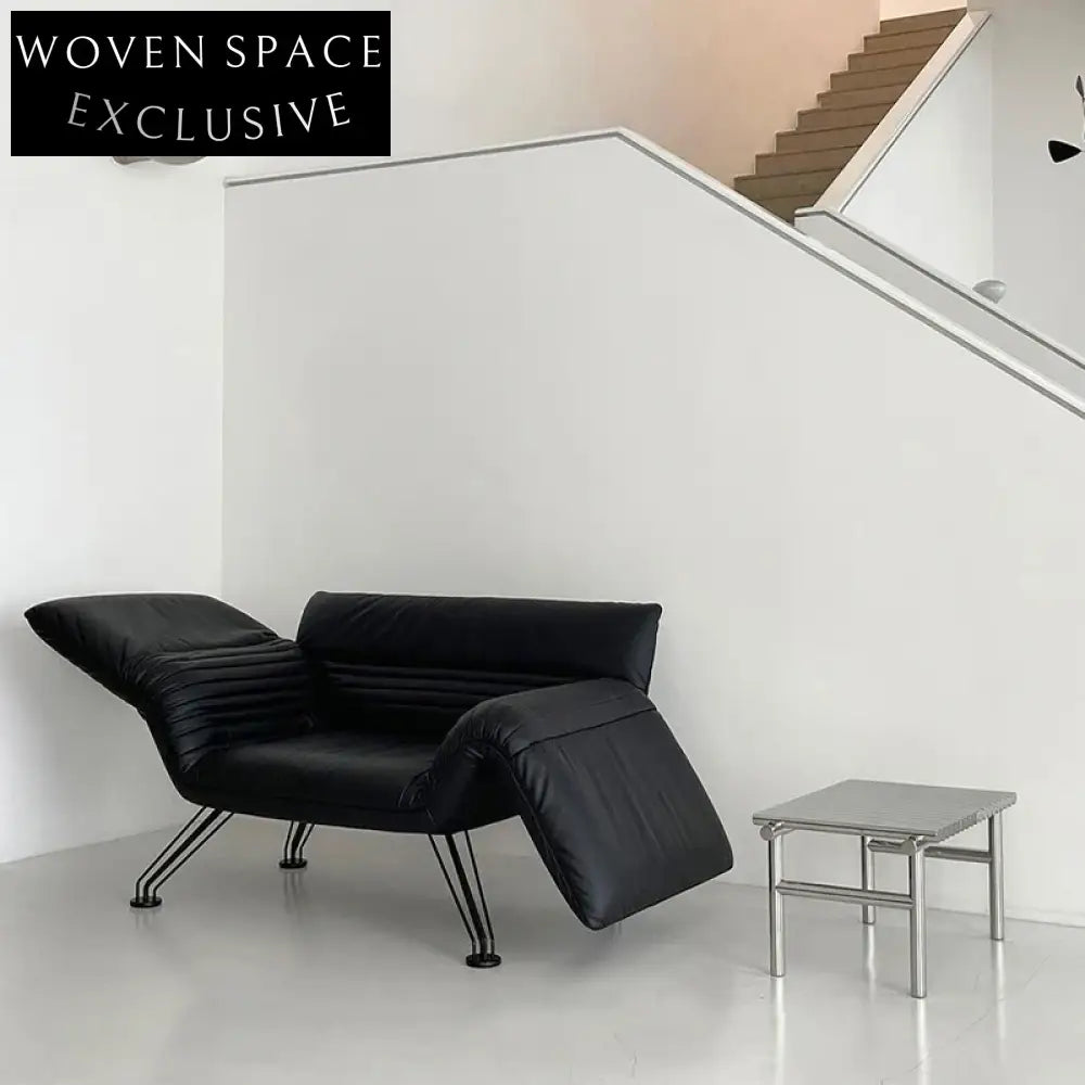 Modern Nordic Reclining Chair with Adjustable Armrest, Metal Frame Sofa