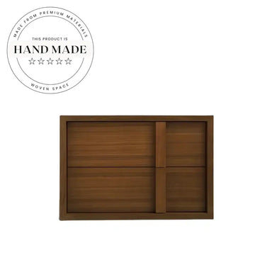 Modern Nordic Rectangle Wood Two Drawer Storage Bedside Nightstand