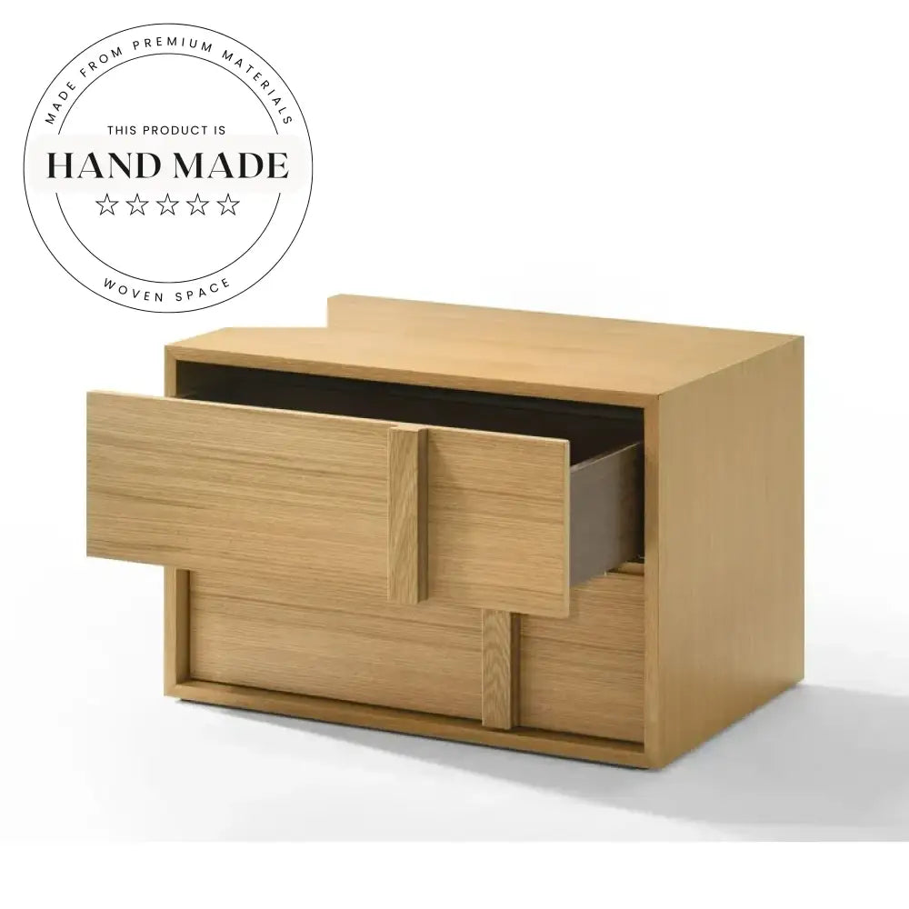 Modern Nordic Rectangle Wood Two Drawer Storage Bedside Nightstand