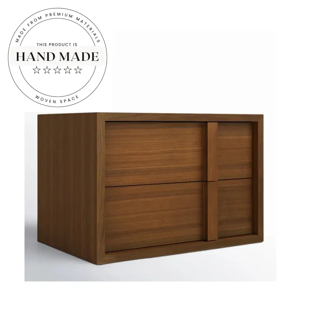 Modern Nordic Rectangle Wood Two Drawer Storage Bedside Nightstand
