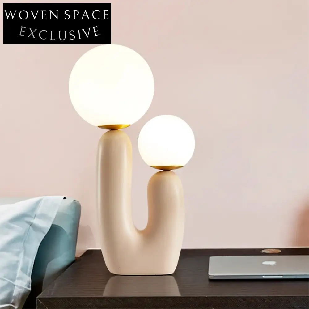 Modern Nordic Resin Mushroom Table Lamp White Glass Shade LED Lighting