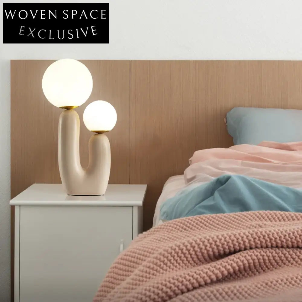 Modern Nordic Resin Mushroom Table Lamp White Glass Shade LED Lighting