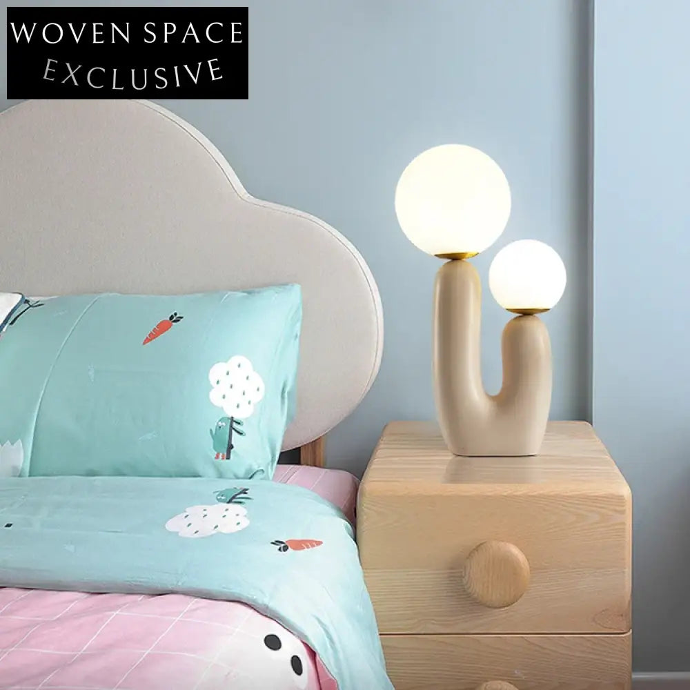 Modern Nordic Resin Mushroom Table Lamp White Glass Shade LED Lighting