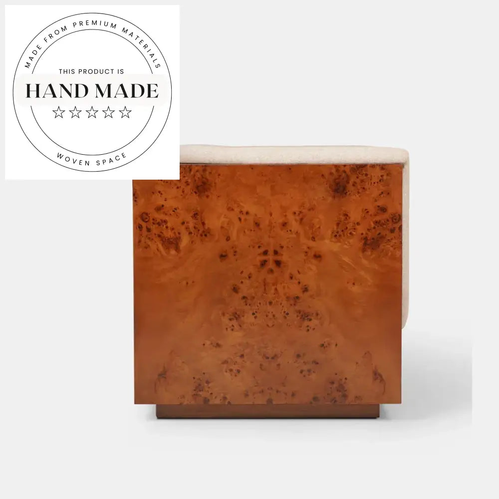 Modern Nordic Retro Burl Wood Recliner Living Room Accent Armchair