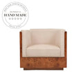 Modern Nordic Retro Burl Wood Recliner Living Room Accent Armchair