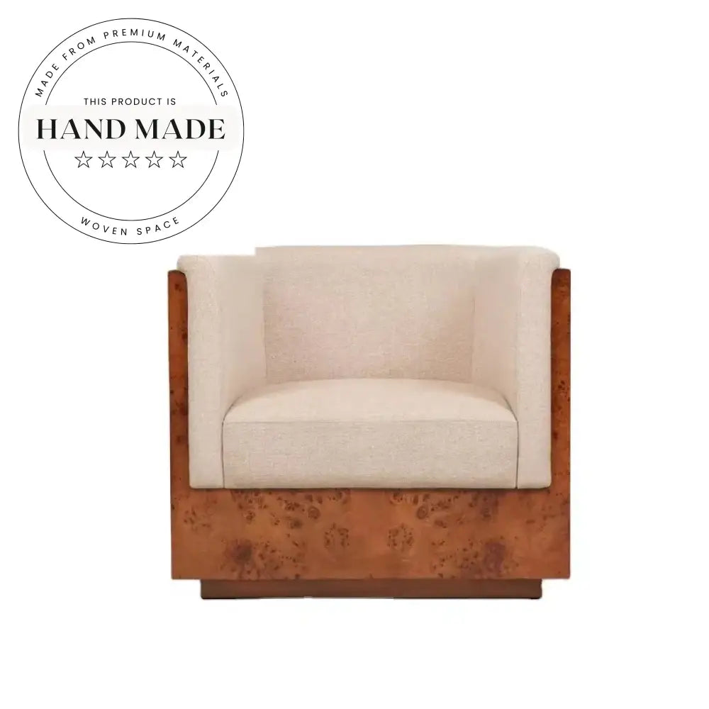 Modern Nordic Retro Burl Wood Recliner Living Room Accent Armchair