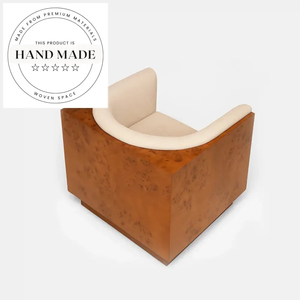 Modern Nordic Retro Burl Wood Recliner Living Room Accent Armchair